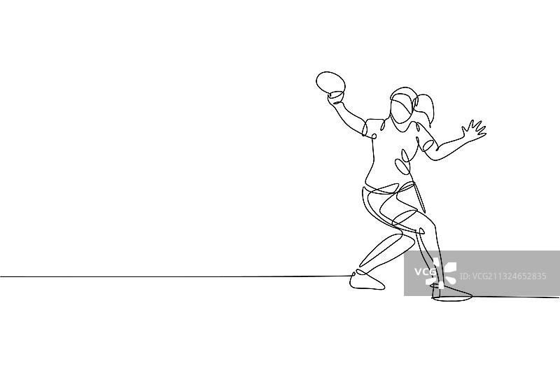 连续线条画：年轻的运动女性图片素材