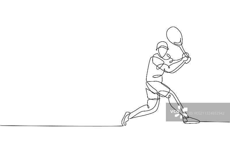 单线连续绘画：敏捷的年轻人图片素材