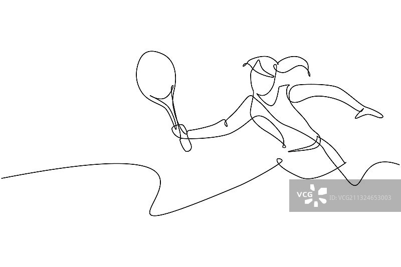 快乐的年轻女子一笔画图片素材