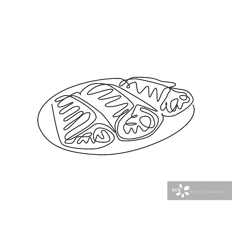 单线画新鲜酥脆的可丽饼图片素材