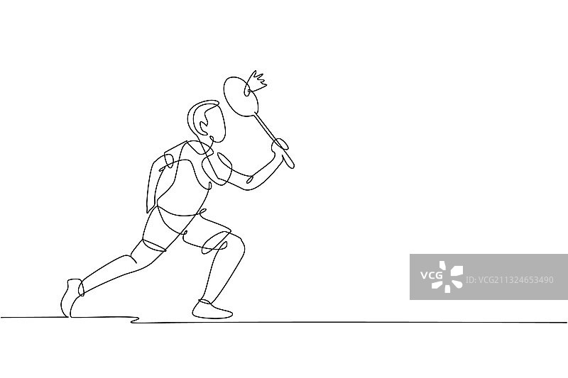 单线连续绘画：敏捷的年轻人图片素材