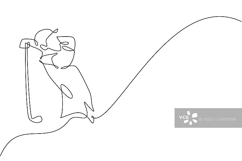 运动高尔夫青年单线画图片素材