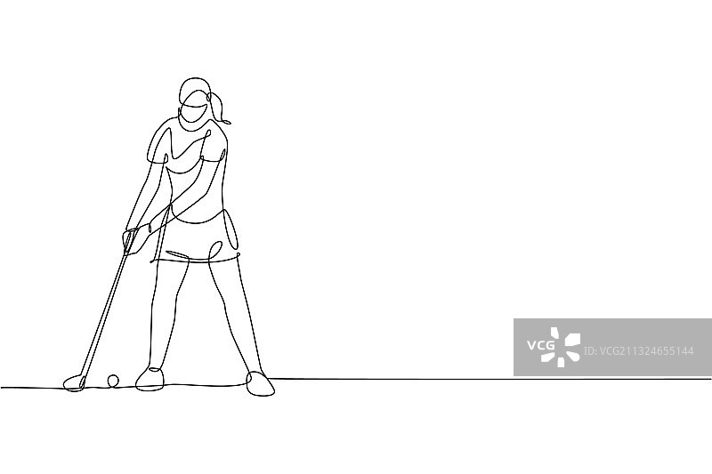 运动高尔夫青年单线画图片素材