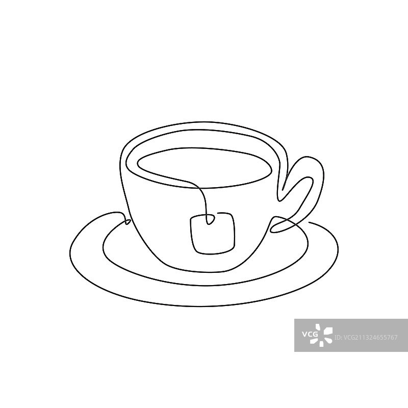 杯子单线连续画图片素材