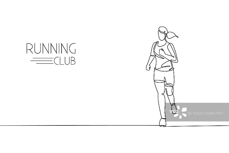年轻女运动员单线画图片素材