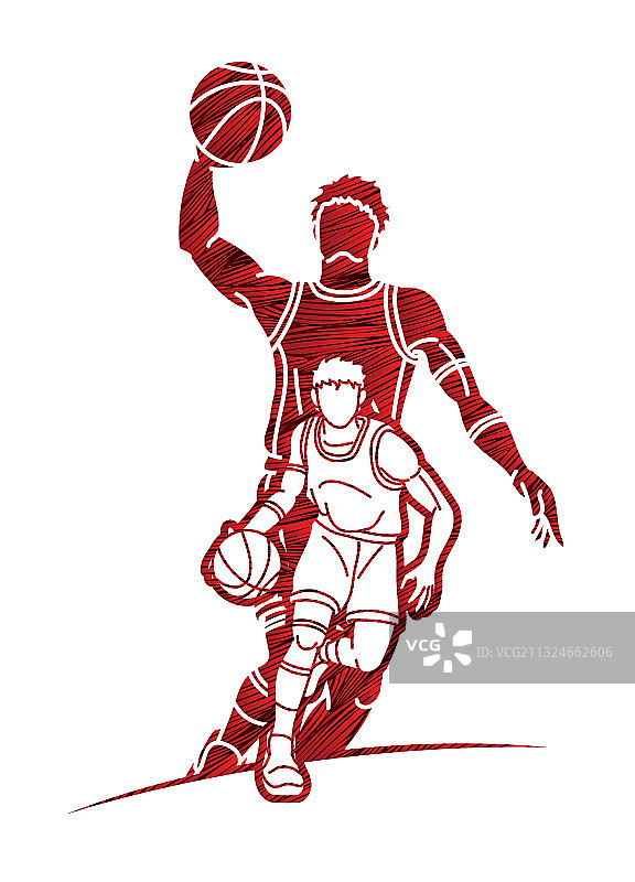 一组篮球运动员的卡通图形图片素材