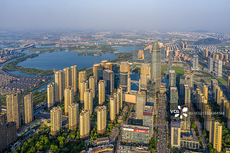 浙江绍兴迪荡新城航拍全景图片素材