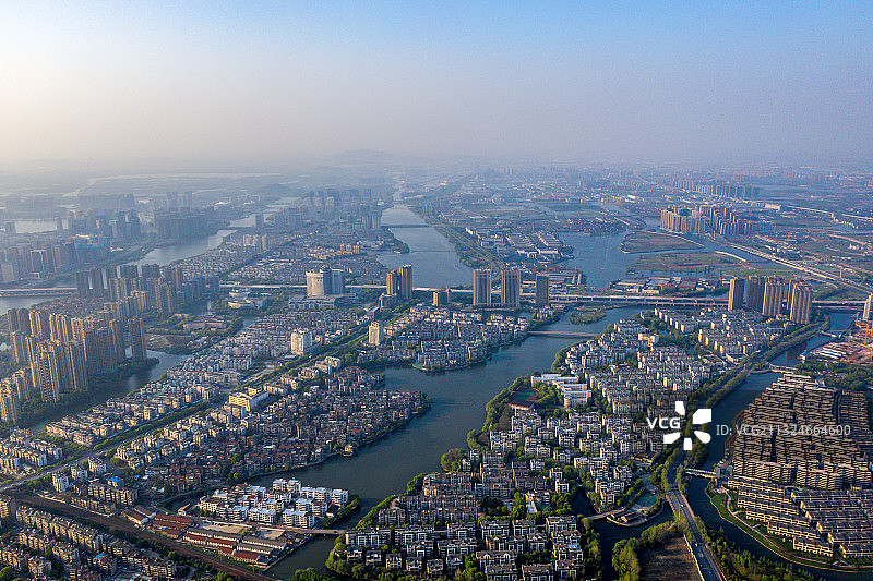 浙江绍兴迪荡新城航拍全景图片素材