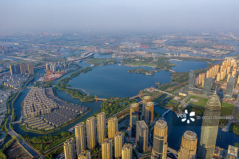 浙江绍兴迪荡新城航拍全景图片素材