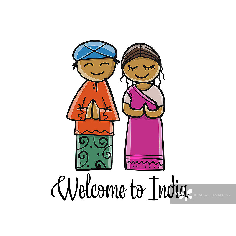 印度夫妇设计草图图片素材
