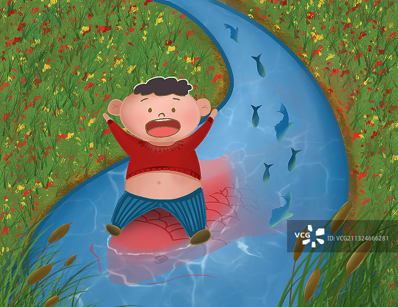 春天摸鱼图片素材