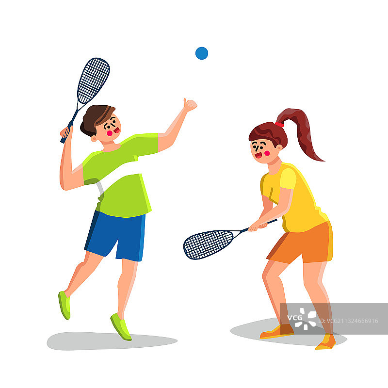 打壁球的年轻男女图片素材