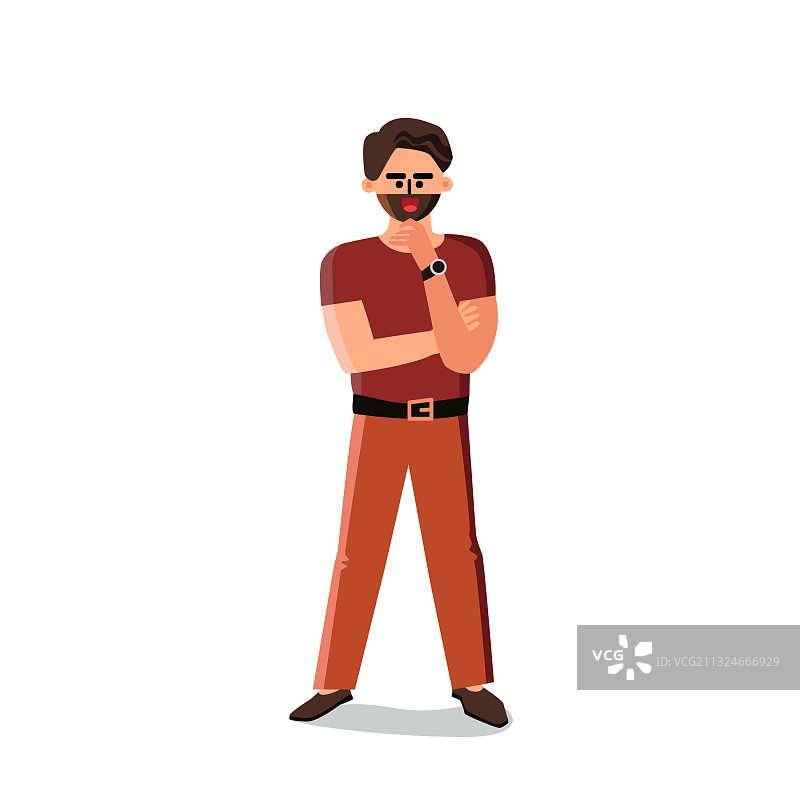 有魅力的男人摆姿势摸胡子图片素材