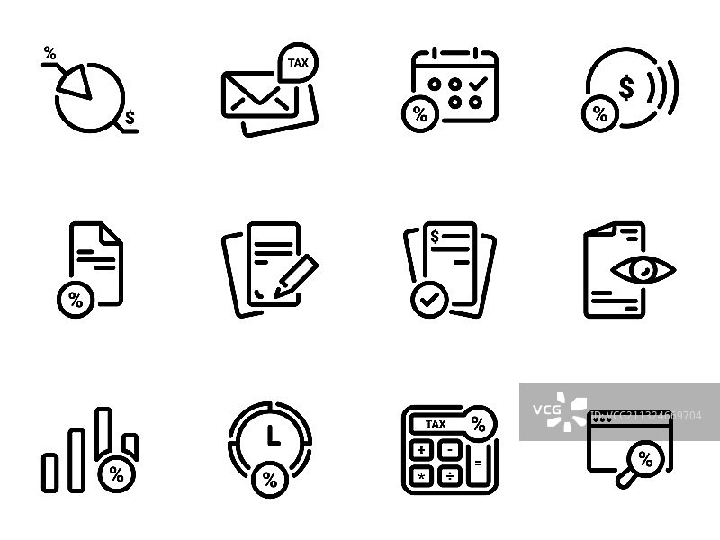 税务工具主题图标集图片素材