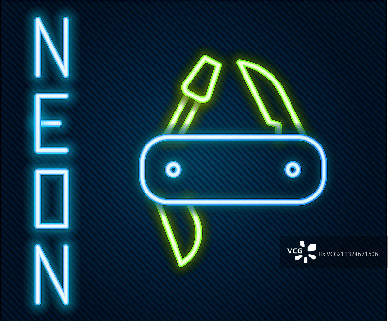 发光霓虹线瑞士军刀图标图片素材