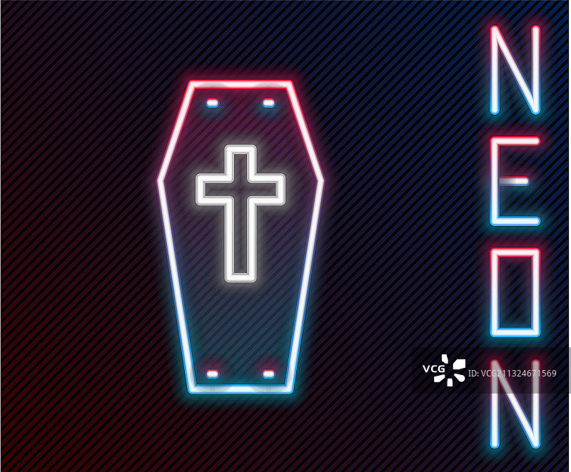 发光霓虹灯基督教十字架棺材图标图片素材