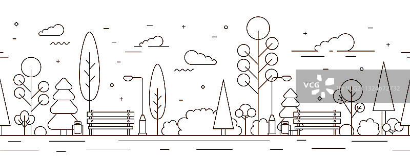 空旷的城市公园水平无缝图案图片素材