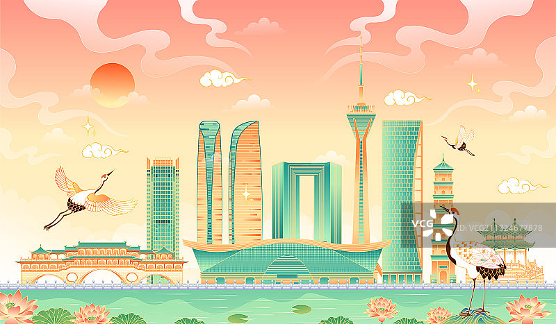 四川成都地标建筑矢量插画图片素材