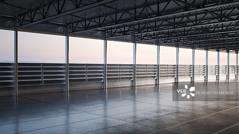 三维渲染的工业风建筑结构隧道图片素材