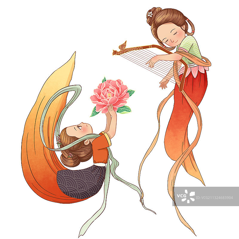 古风飞天仕女古装敦煌莫高窟素材图片素材