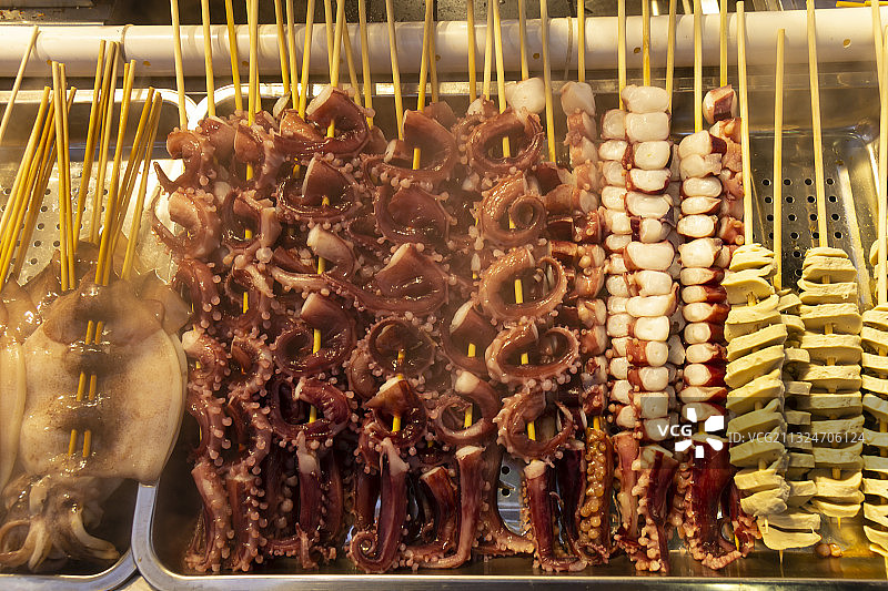 重庆市八一好吃街小吃：山城烤串图片素材