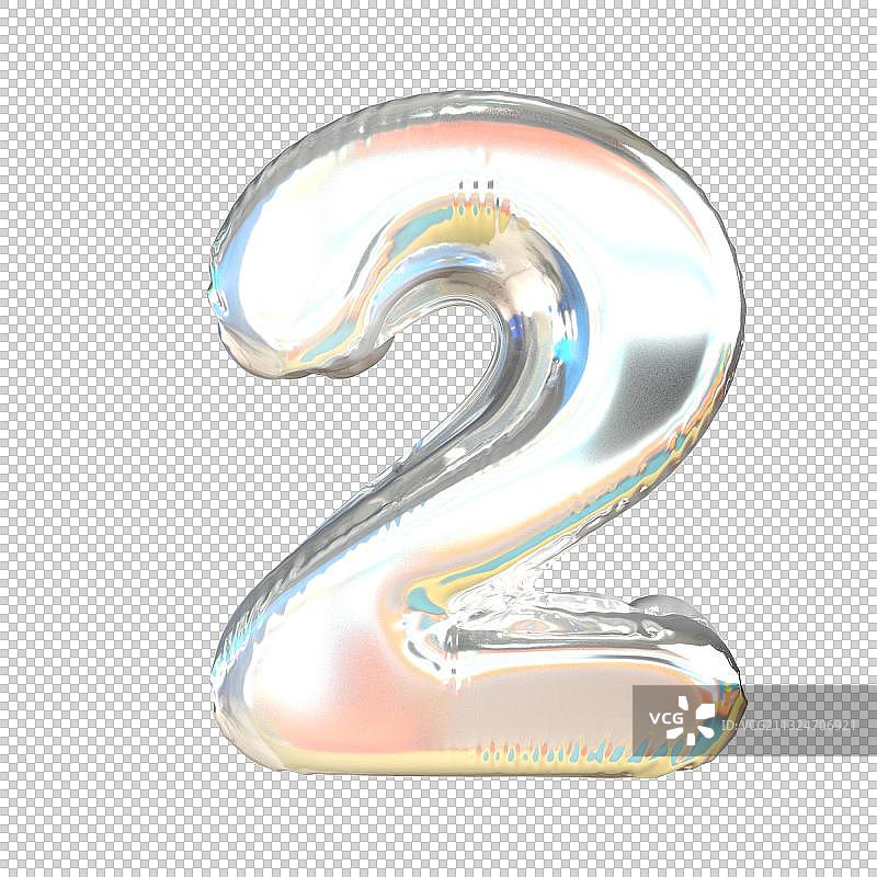 银色气球数字2图片素材