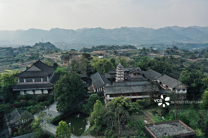重庆北碚塔坪寺航拍图片素材