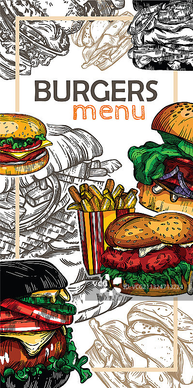 汉堡、披萨、三明治和薯条图片素材