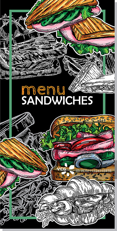 汉堡、披萨、三明治和薯条图片素材