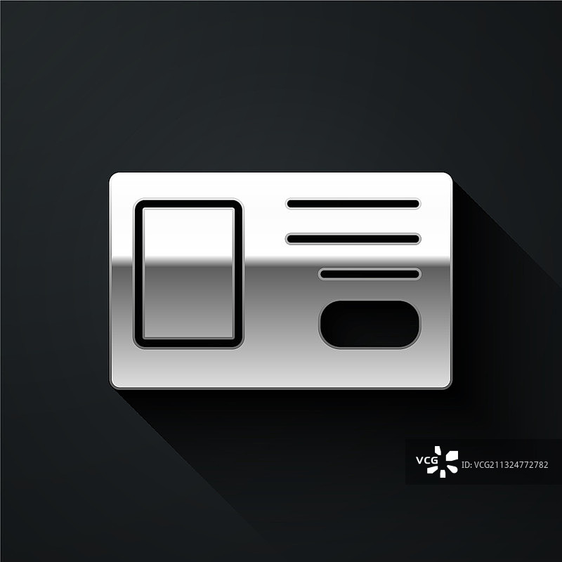 黑色背景上的银色身份徽章图标图片素材