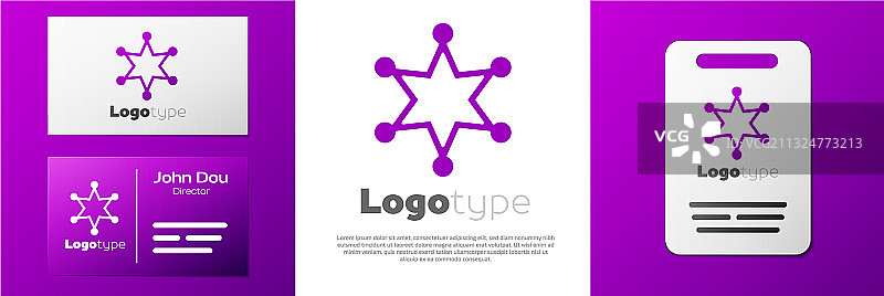 白色背景上的六芒星警长图标图片素材