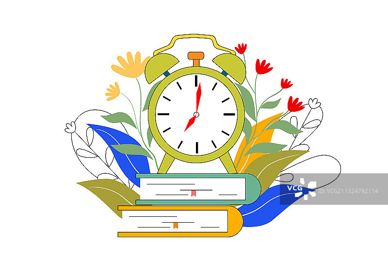 珍惜时间好好学习的矢量插画图片素材