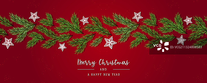 圣诞花环横幅无缝设计图片素材