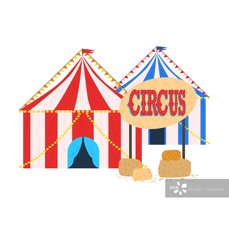 装饰华丽的彩色传统马戏团帐篷图片素材