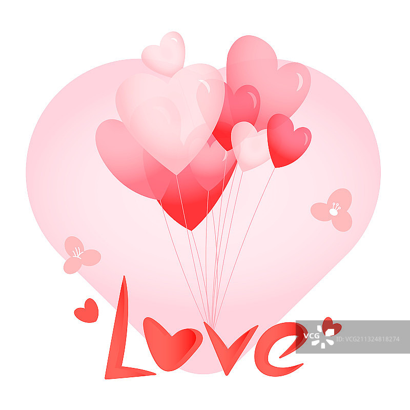 情人节爱心气球浪漫矢量插画图片素材
