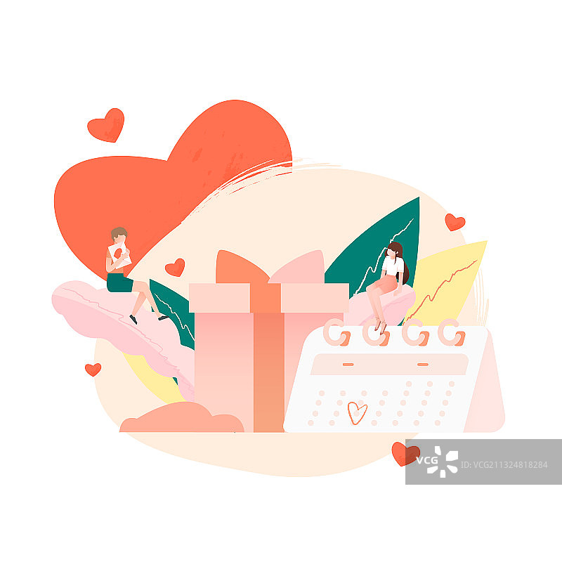网络情人节浪漫小场景矢量插画图片素材