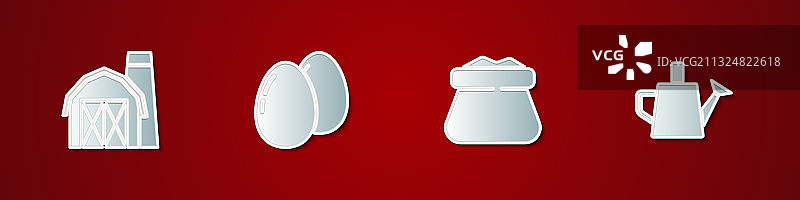 农舍、鸡、鸡蛋和满袋图片素材