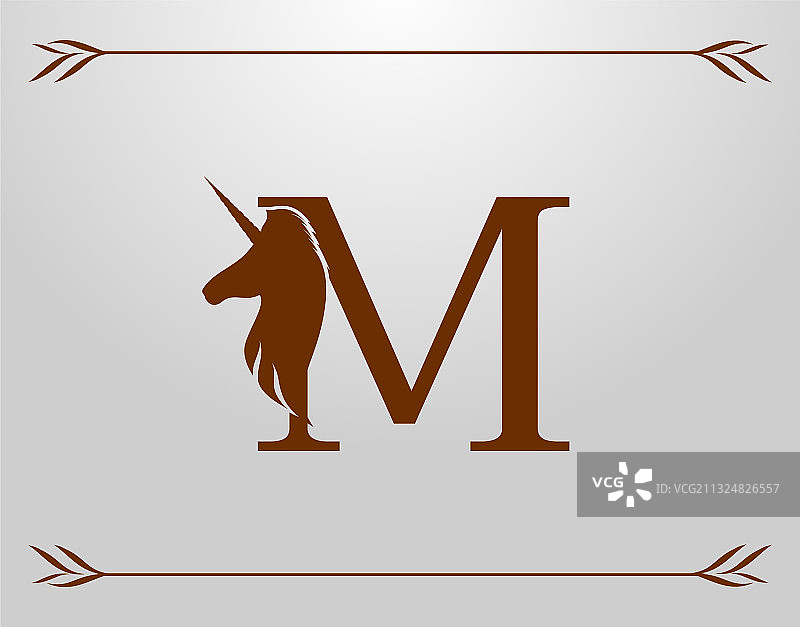 独角兽皇家logo大写字母M图片素材