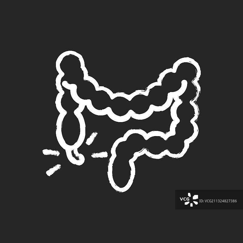 阑尾炎粉笔白色图标（黑色背景）图片素材