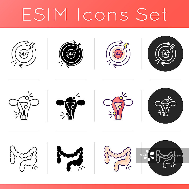 胃痛图标集图片素材