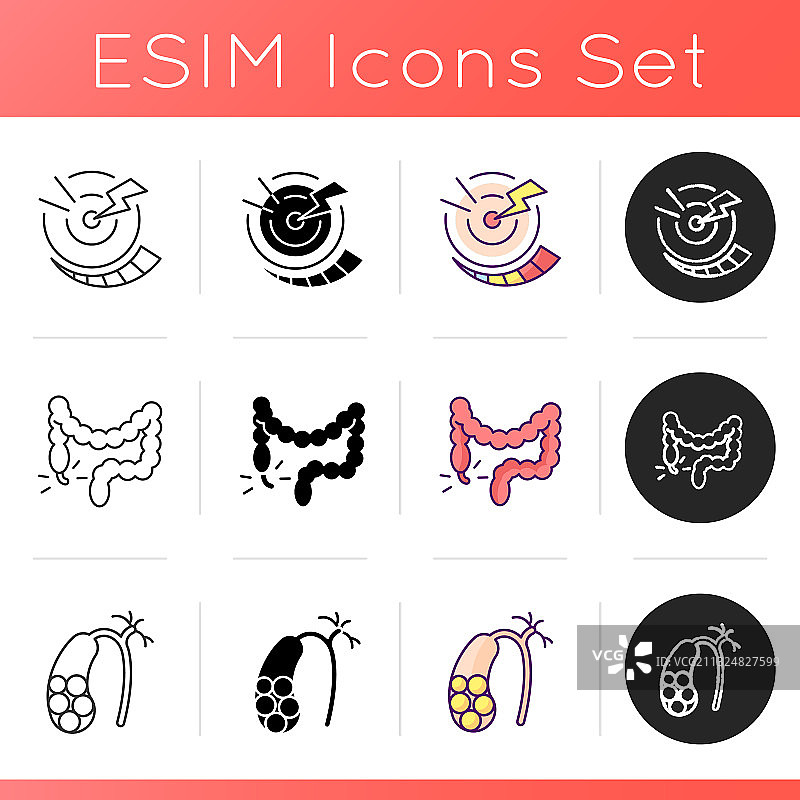 腹痛图标集图片素材