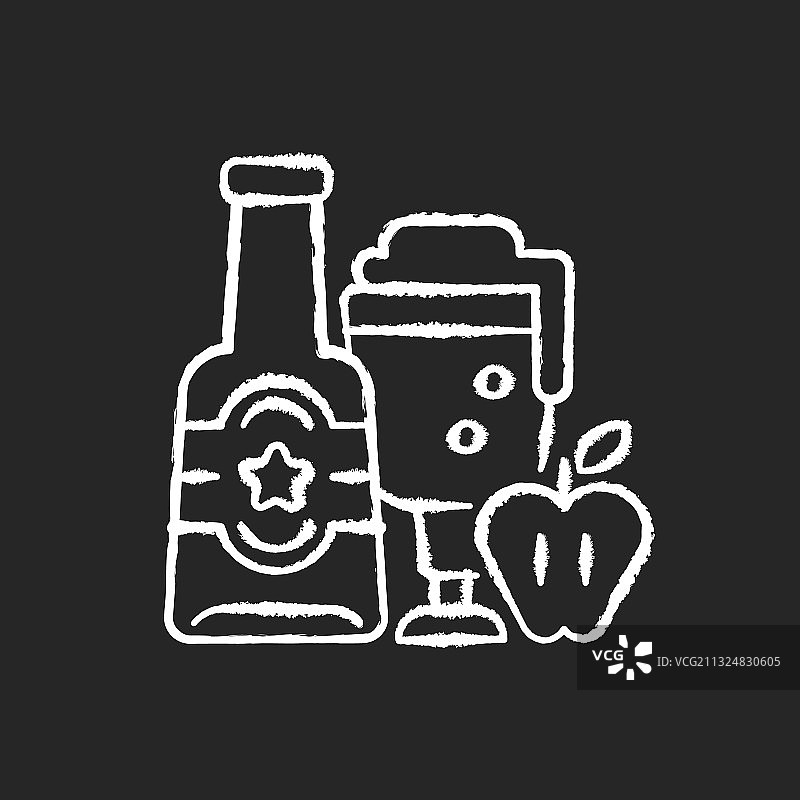 黑底白字苹果酒粉笔图标图片素材