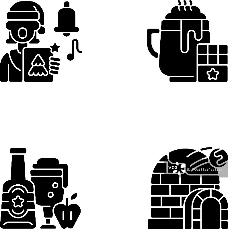 圣诞节日黑色图标图片素材