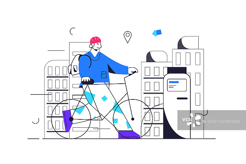 男人租自行车图片素材