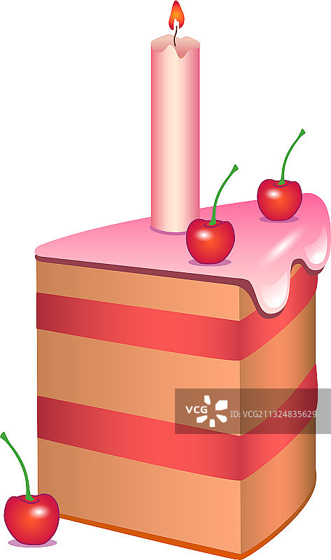 蛋糕是切成薄片的樱桃蛋糕图片素材