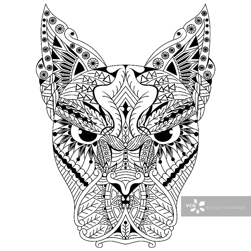 手绘Zentangle风格狗头图片素材