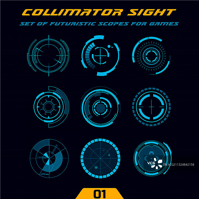 未来科技游戏武器瞄准镜HUD图片素材