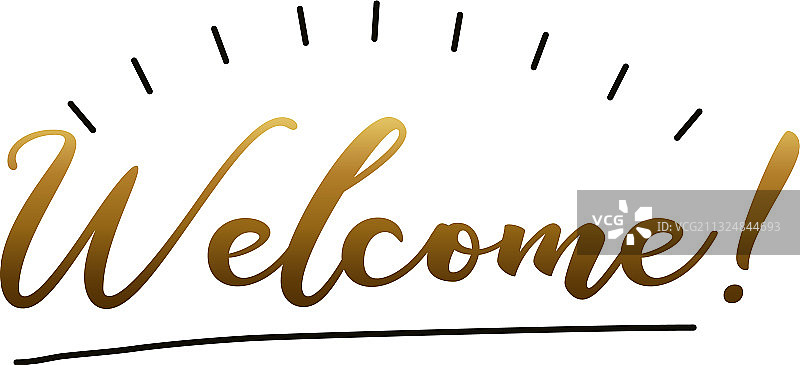 带有金色字母的欢迎标签图片素材
