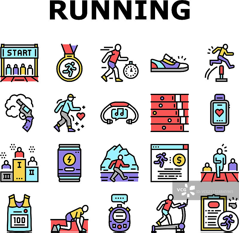 跑步运动图标集合图片素材