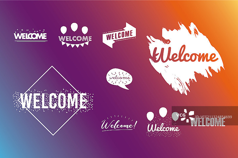 紫色欢迎语合集图片素材